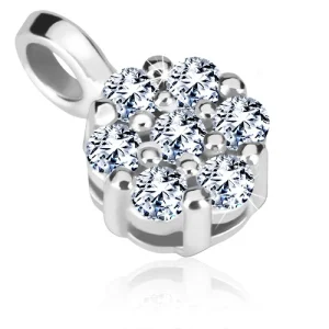 White 585 gold pendant - glittery zircon flower of clear colour