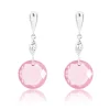 White 9K gold earrings - inverted tear, clear grain, round pink zircon