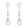 White 9K gold earrings - tear contour, three drops with zircons, white pearl -30% EXTRA