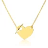 Yellow 375 gold necklace - symmetric heart with symmetric cut-out and stick
