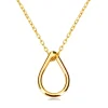 Yellow 9K gold necklace - tear contour, thin chain of oval eyes